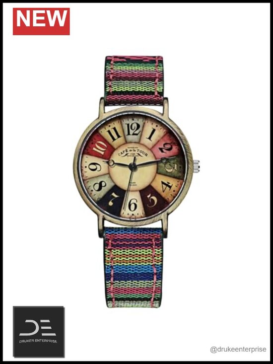 Creative Multicolor Watch for Women Woven Strap Fashion Rainbow Pattern Boho main image 5